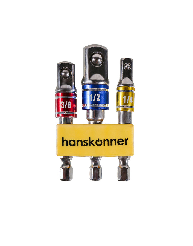 Набор адаптеров для торцевых головок 1/4", 3/8", 1/2" Hanskonner